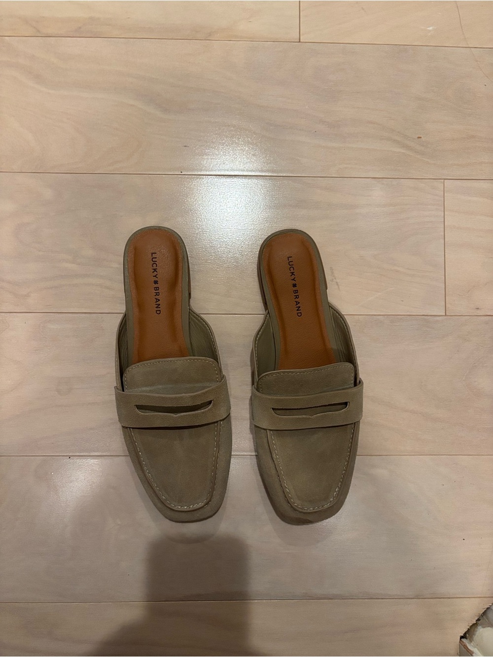 Lucky Brand Taupe Suede Slip-On Loafers